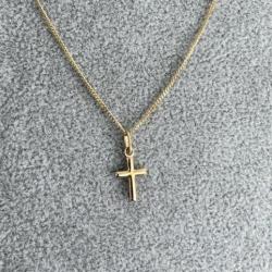 Collier avec pendentif croix en or massif - Chaine - Croix catholique - enfant