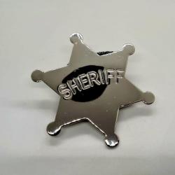 REDUCTION! ETOILE "SHERIFF" METAL CHROME AVEC EPINGLE USAGE PRIVE/ROLE PLAY/PRODUIT NEUF.