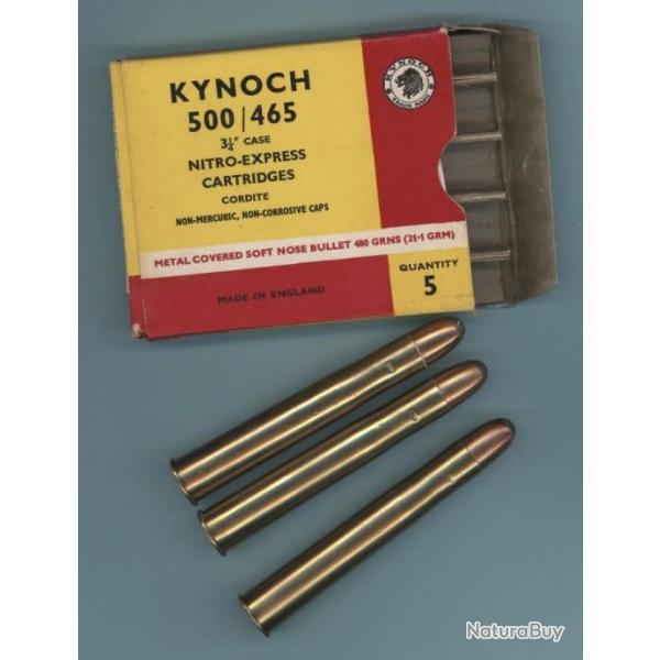500 / 465 KYNOCH  Munition Collection  1/2 blinde origine.