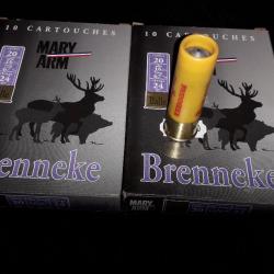 10 cartouches Mary Arm BRENNEKE calibre 20
