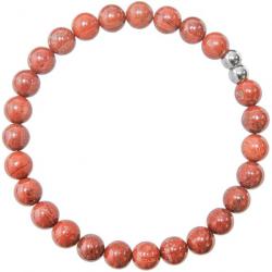 Bracelet en jaspe rouge - Perles rondes 6 mm