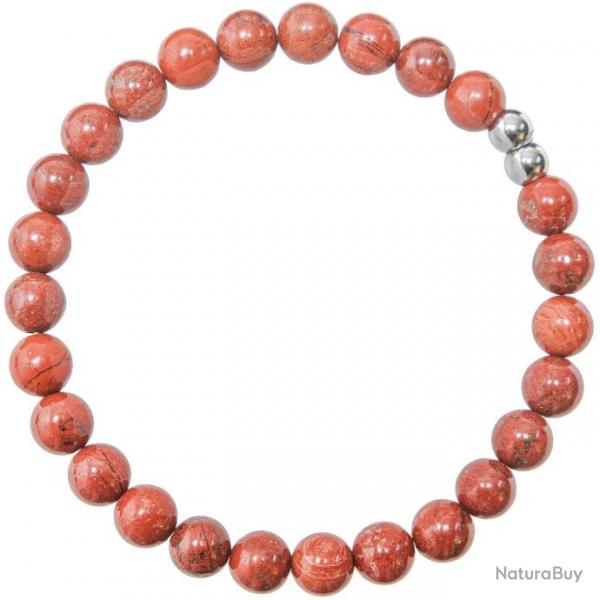 Bracelet en jaspe rouge - Perles rondes 6 mm