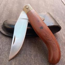 Ancien et Gros Couteau de Berger Provençale Manche en Bois avec Étui en cuir