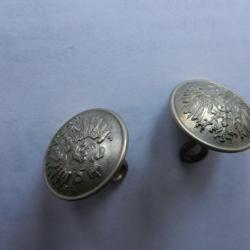 paire de boutons impérial allemands 1870 1914 pour épaulettes - diamètre 17 mm