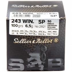 Munitions Sellier & Bellot 243 Win. SP 6.5g 100gr x5 boites