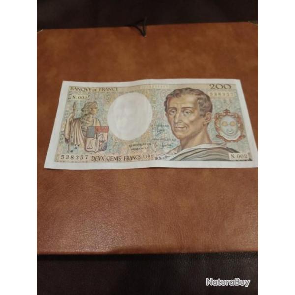 Billet 200 francs Montesquieu 1981