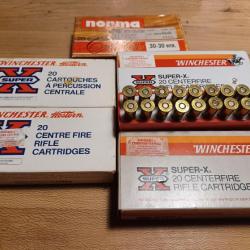 Lot de 5 boites de munitions 30-30 Winchester