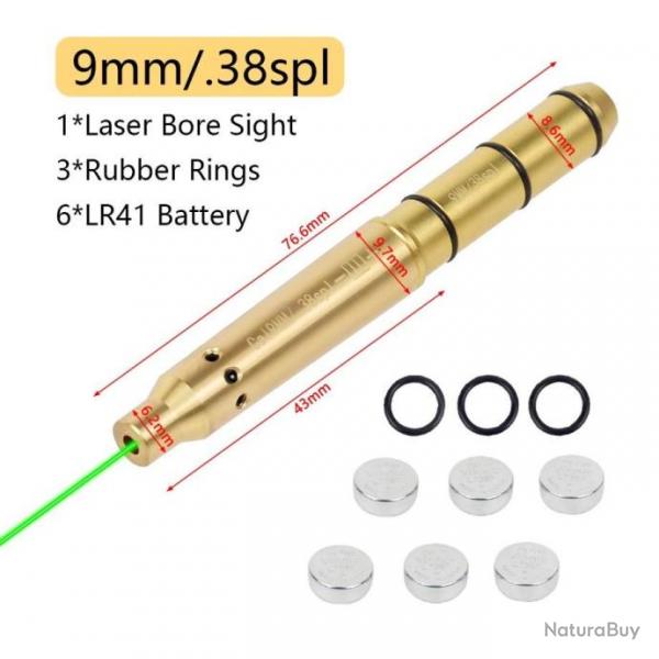 Collimateur laser  mettre en bout de canon calibre 9mm 38 special 357 magnum - Laser vert