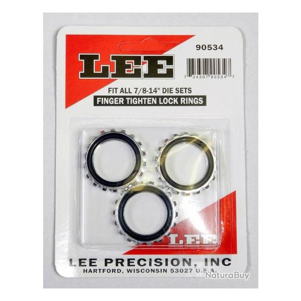 Lee Precision - Lot de 3 Lock Rings - Bagues de rglage de jeux d'outils - 90534