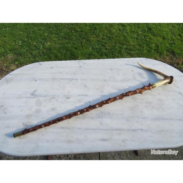 Exceptionnel rare canne ancienne en andouiller corne de cerf avec ft en bois de ronce - Angleterre