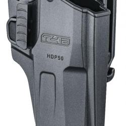 Holster ceinture T4E paddle en polymère noir pour HDP50 137mm