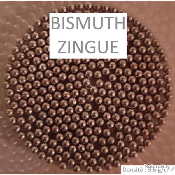 BISMUTH ZINGU en #4 / 1000gr / Diamtre 3.25 mm / Billes de substituts / Densit : 9.6 g/cm3