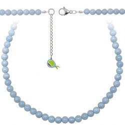 Collier en angélite - Perles rondes 6 mm - 70 cm