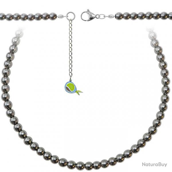 Collier en hmatite - Perles rondes 6 mm - 60 cm