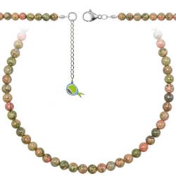 Collier en unakite - Perles rondes 6 mm - 50 cm