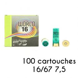 100 Cartouches à plomb FOB World calibre 16 