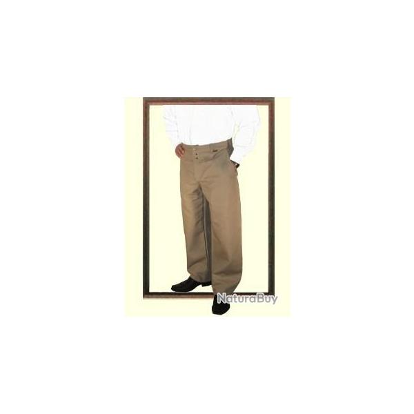 Pantalon largeot  passants en lin Le Laboureur 38 Entrejambe 82 cm Ecru