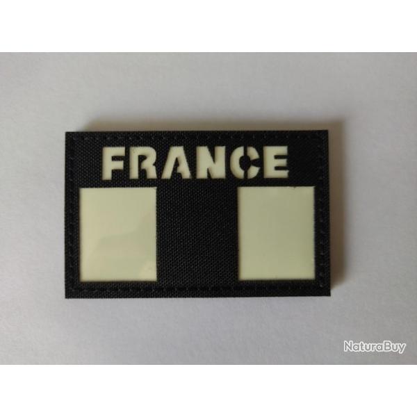 Ecusson/patch France velcro noir-fluorescent