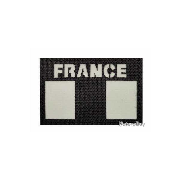 Ecusson/patch - France - Noir - Fluorescent - velcro - Livraison gratuite