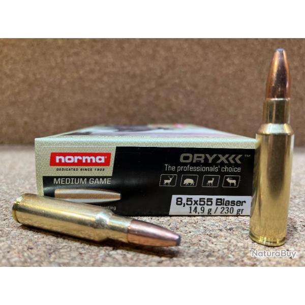 1 boite de 20 munitions Norma Oryx 8,5 x 55 Blaser 14.9 g