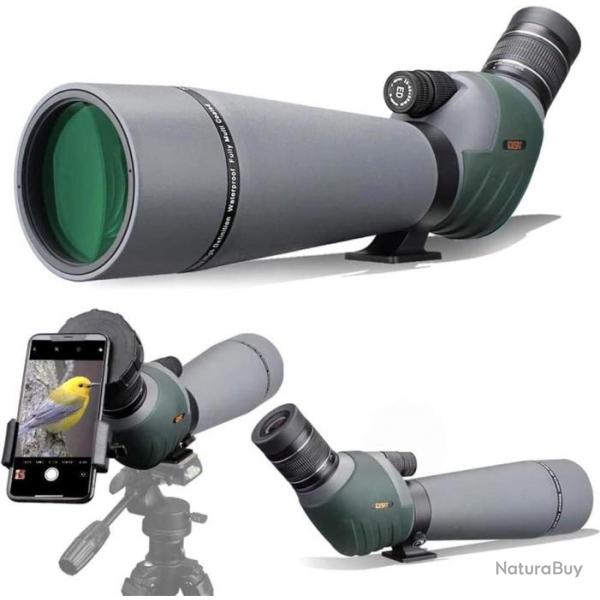 Longue-Vue Gosky Ed 20-60x 80 mm avec Adaptateur Smartphone pour Observation Tir