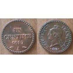 France 1 Centime 1849 Atelier A Paris Piece Dupre Republique Centime De Francs Cent