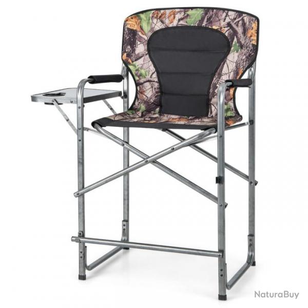 Chaise de camping pliante avec table latrale amovible charge 150 kg chaise de pche avec porte-gob