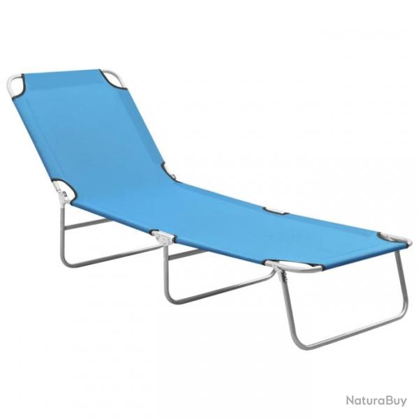 Transat chaise longue bain de soleil lit de jardin terrasse meuble d'extrieur pliable acier et tis