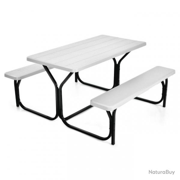 Table de jardin avec 2 banc table de pique-nique/camping pour 4  6 personnes 137 x 150 x 71 cm bla