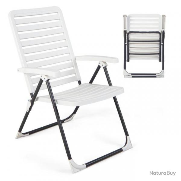 Chaise de jardin pliante en pp avec dossier rglable  7 niveaux fauteuil d'extrieur avec cadre m