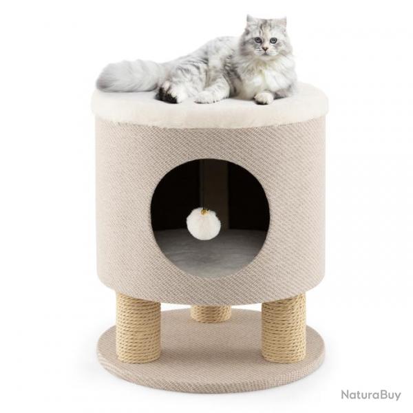 Arbre  chat 47 cm avec condo et poteaux griffoir charge 60 kg tour de jeux pour chats avec balle e
