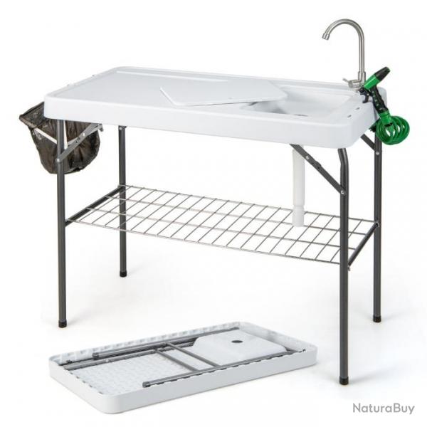 Table de pche pliante avec robinet rotatif 360 table camping portable pour nettoyage poisson en a
