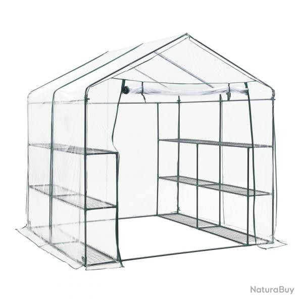 Serre de jardin en acier et PVC avec tagre s intgres 200 x 200 x 220 cm 03_0008249