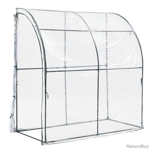 Serre de jardin adosse juta en acier et PVC  porte zippe 100 x 200 x 215 cm 03_0008248