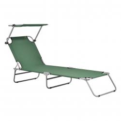 Transat bain de soleil avec pare-soleil inclinable acier polyester argenté mat vert foncé 03_0006409