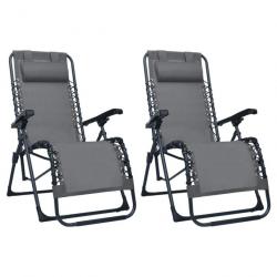Chaises pliables de terrasse 2 pièces gris textilène 02_0011981