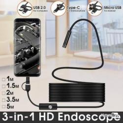 caméra d'endoscope USB de TYPE C 7mm 2 mètres Flexible