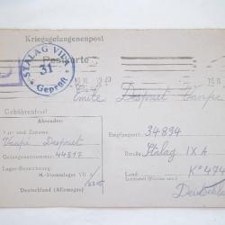 document militaire courrier prisonnier guerre stalag VII A 1944