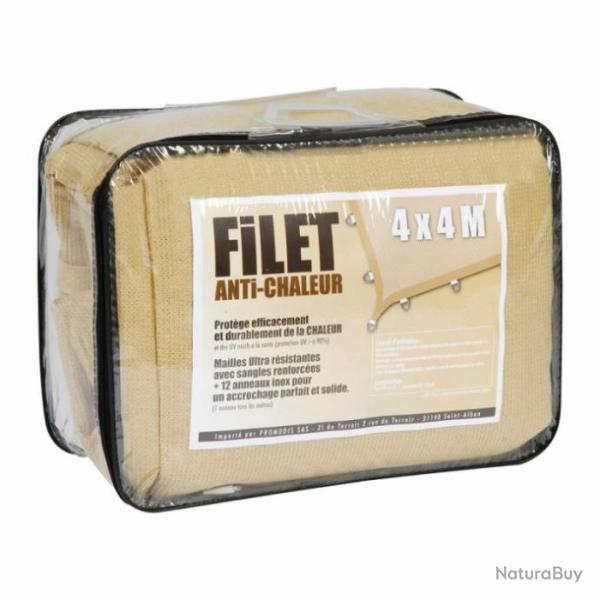 Filet Anti Chaleur 4m x 4m Sable / Renforc / 95% Ombrage