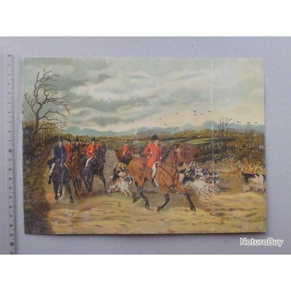 CHROMO grand format: CHASSE  COURRE - Vnerie Meute de chien courant Equipage Cavalier Veneur