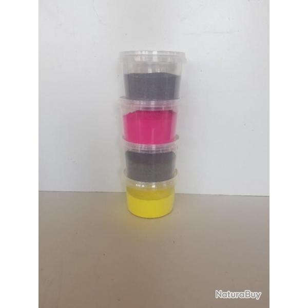 Bullet powder coating. Poudre peinture epoxy thermolaquage industriel (rose, jaune et 2x gris)