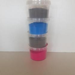 Bullet powder coating. Poudre peinture epoxy thermolaquage industriel (bleu, rose et 2x gris)