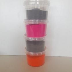 Bullet powder coating. Poudre peinture epoxy thermolaquage industriel (orange, rose et 2x gris)
