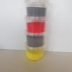 Bullet powder coating. Poudre peinture epoxy thermolaquage industriel (jaune, rouge et 2x gris)