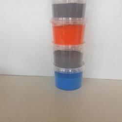 Bullet powder coating. Poudre peinture epoxy thermolaquage industriel (orange, bleu et 2x gris)