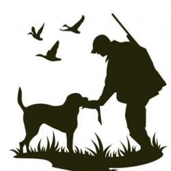 Autocollants chasseur et sont chien + chasse aux canards déco voiture ou autres noir ou blanc !