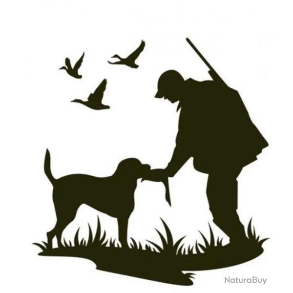 Autocollants chasseur et sont chien + chasse aux canards dco voiture ou autres noir ou blanc !