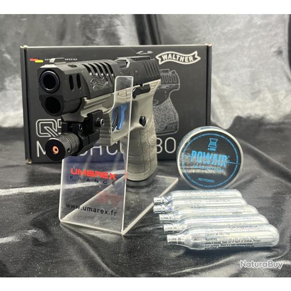 Pack laser prt  tirer PISTOLET "WALTHER Q5 MATCH COMBO 5'' - CO2,CAL 4.5MM (AVEC VISEUR RDS 8)