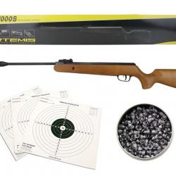 Pack carabine à plombs GR1000 WOOD CAL 4,5mm  ARTEMIS + PLOMBS + CIBLES