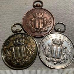 VICHY : 3 médailles de tir vers 1883 non attribuées
